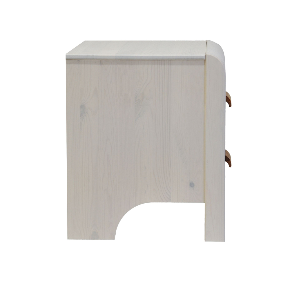 Тумба прикроватная Мадейра 2 ящика из массива сосны, белая, на ножках