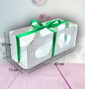 Коробка для рулета "сердечки" 300*120*120 мм