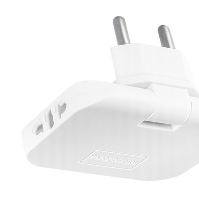 Тройник WALKER WH-04 в розетку, 2хEU-разъем, 2хUSB (1А), поворотный, плоский, белый