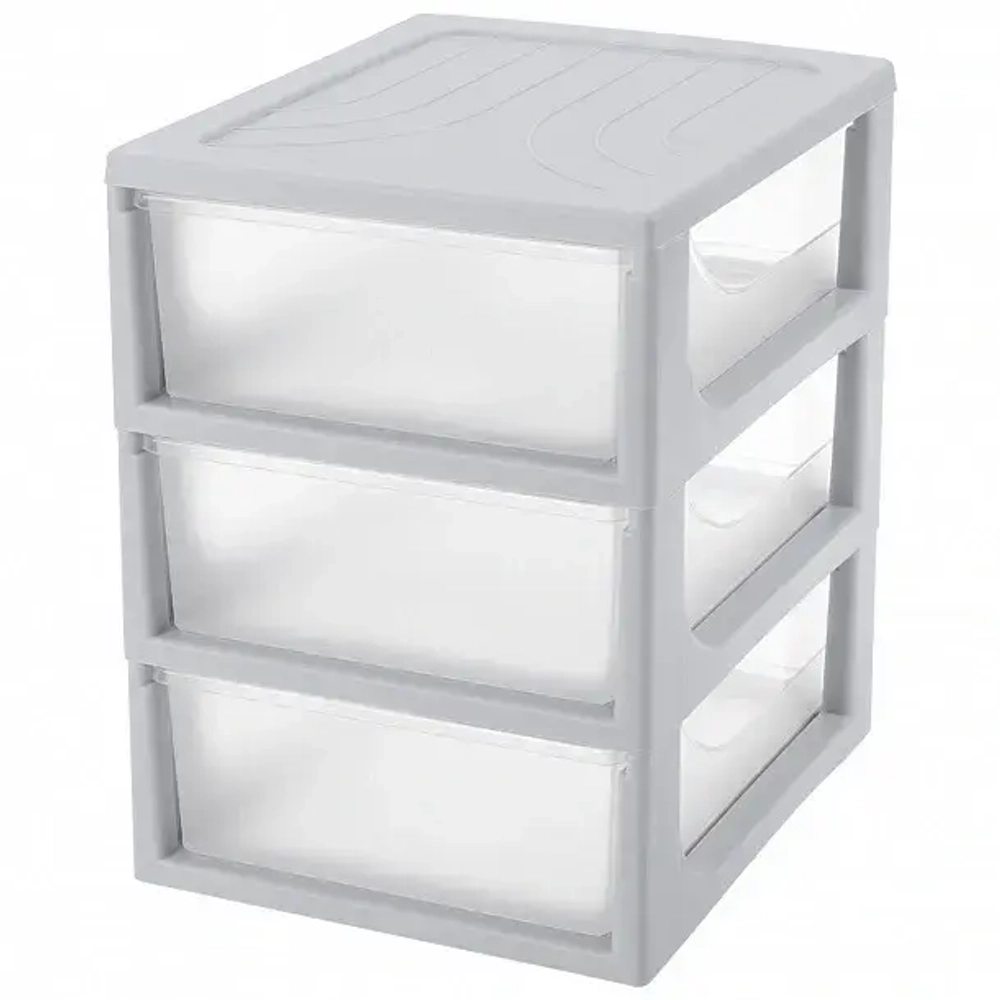 Комод - органайзер «Econova», 3 ящика, формат А5, цвет светло-серый, 19,5*25,4*26,4см