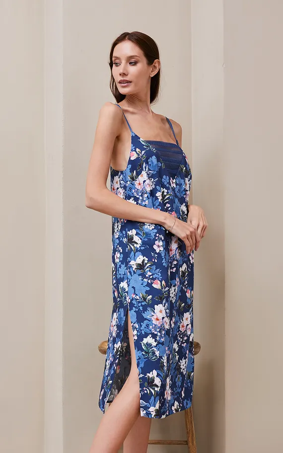 Сорочка 56417 Синий цветы