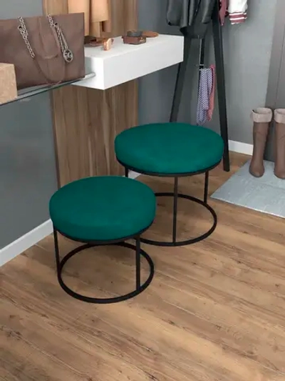 Комплект круглых банкеток - ЧЗЕЛ - зеленое на черном