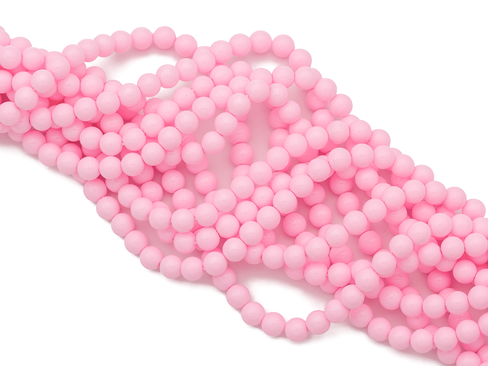 Нить бусин для украшений 4мм, "Майорка-Розовая" (имитация)