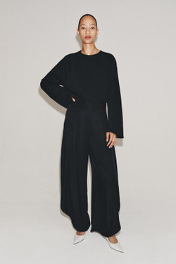 ZARA БРЮКИ С РАЗРЕЗАМИ — ZW COLLECTION, ЧЕРНЫЙ