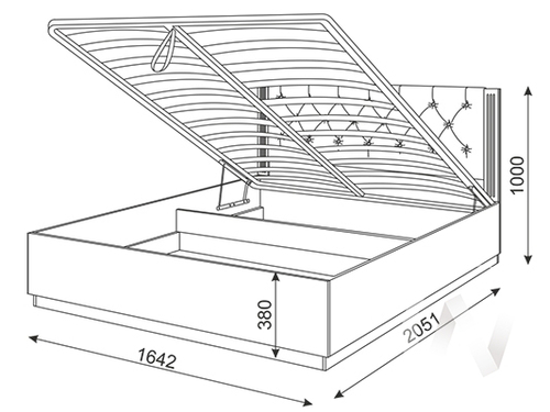 Кровать 1;6 с подъемным механизмом Спальня Тиффани (белый текстурный)