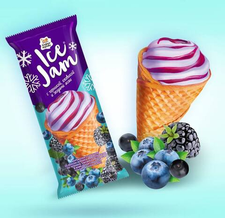 Мороженое Ice Jam с черникой, ежевикой и ягодами асаи, Бодрая Корова