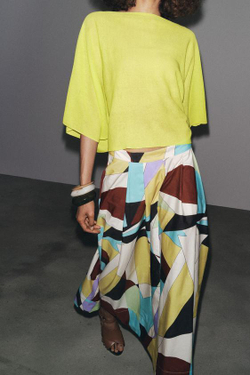 ZARA ЮБКА МИДИ С ПРИНТОМ — ZW COLLECTION, РАЗНОЦВЕТНЫЙ