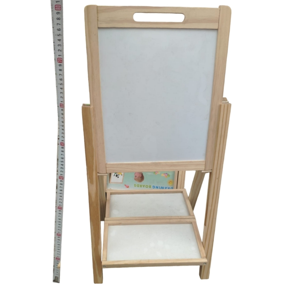 Деревянный регулируемый мольберт, доска с магнитными буквами "single sided small drawing board" 80х35см