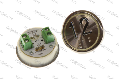 Кнопка (кнопочный модуль) EA2406S-S-R "12 этаж", круглая, красная статическая подсветка, Брайль