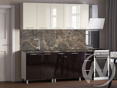 Кухня Нора 2.0м (корпус белый/ваниль; горький шоколад) 38мм королевский опал