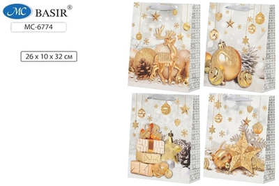 Подарочный пакет 26*10*32см. плотный,с блестками "Новогодний шик" (Basir)