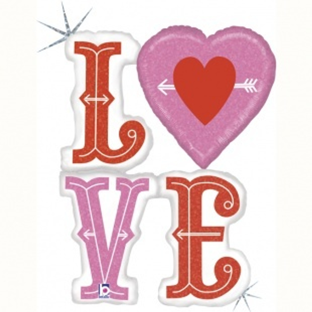 Шар (46""/117 см) Фигура, LOVE, Голография, 1 шт. З42