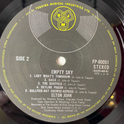 Винтажная виниловая пластинка LP Elton John Empty Sky (Japan 1970) (Obi) Western Ford Gateway