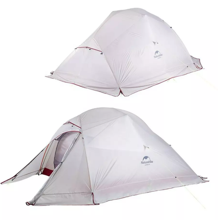 Палатка Naturehike Cloud Up Si 3-местная, алюминиевый каркас,снежная юбка, сверхлегкая, серо-красная, артикул NH18T030-T-DLGSKR