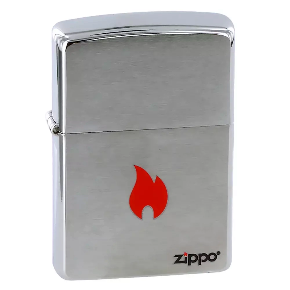 Зажигалка Zippo 200 Flame, Brushed Chrome