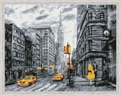 Алмазная вышивка "Город в чёрно-белых оттенках", 40x50 см