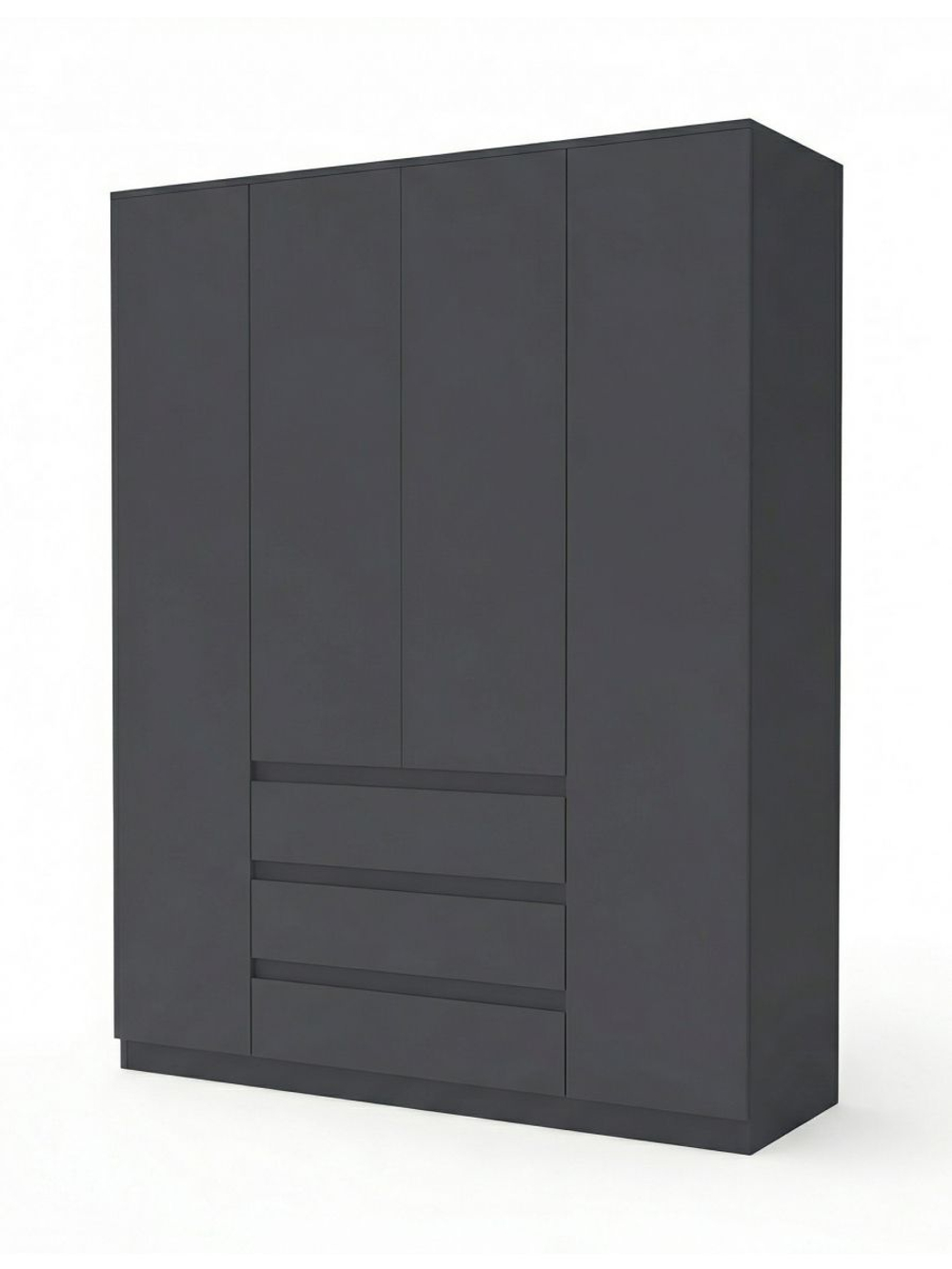 Шкаф 160х50х220, Марм, для одежды распашной 4 двери 3 ящика со штангой и полками, графит, Dipriz