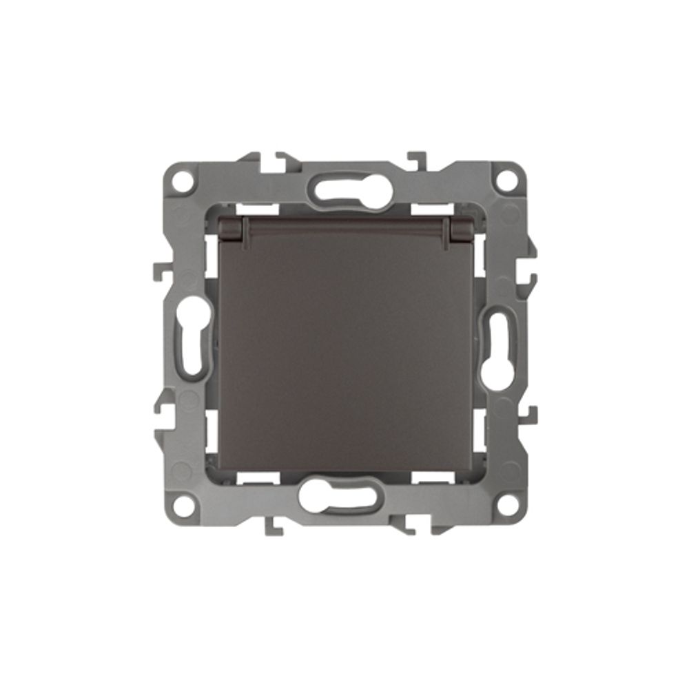 Розетка ЭРА Серия 12 12-2103-13 2P+E Schuko со шторками с крышкой 16A-250В IP20 бронза
