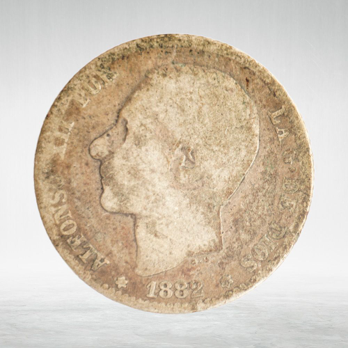Spain, 1 Peseta 1882 – Alfonso XII (Second Portrait), F