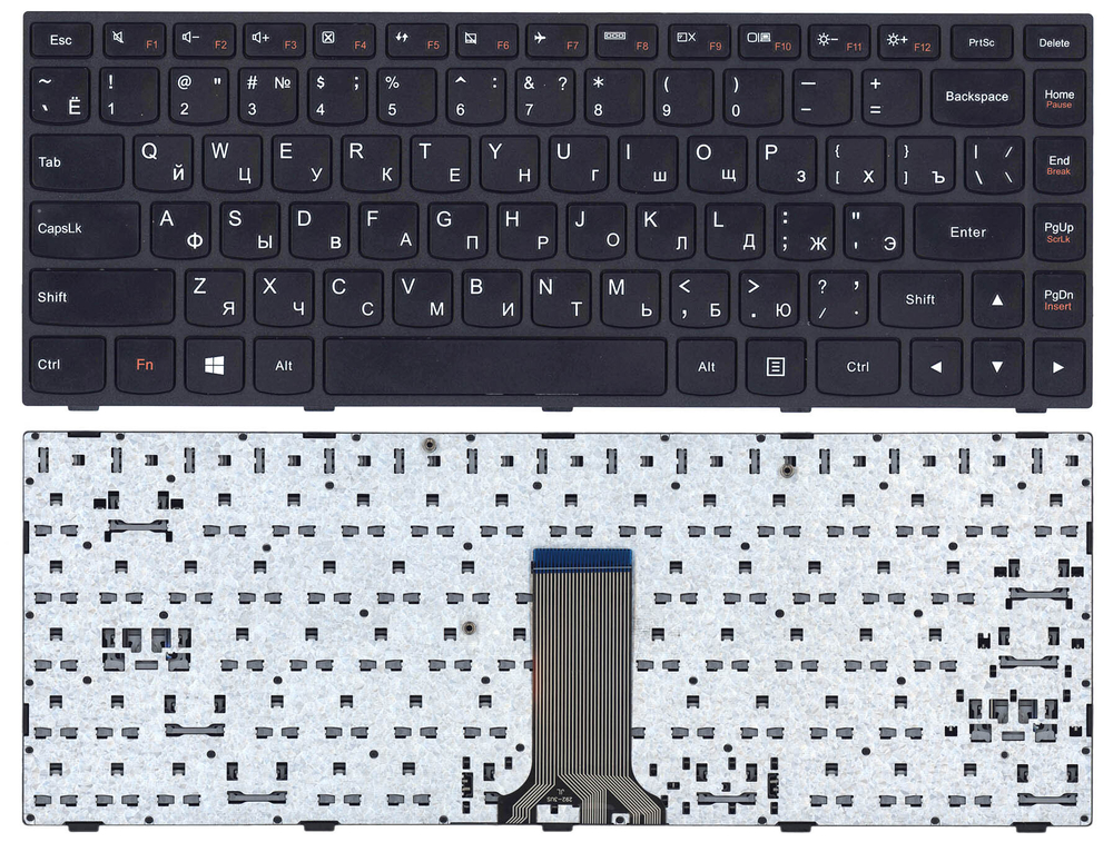 Клавиатура для ноутбука Lenovo Flex 2-14 G40-30 G40-70 черная с черной рамкой без подсветки