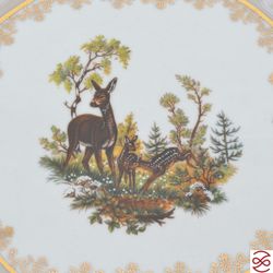 Блюдо квадратное на ножке Queen's Crown Aristokrat Охота бежевая 32 см