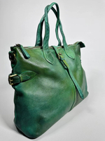 Женская премиальная изумрудно-зеленая сумка из натуральной кожи "Венеция"