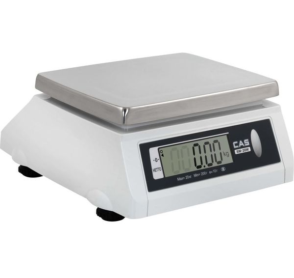 Весы фасовочные/порционные настольные CAS SW-10W, 10кг, 5гр, 247x195, Влагозащита IP66, с поверкой, без стойки