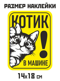 Наклейка на авто надпись с котом