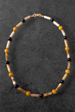 Бусы из песчаной яшмы, агата и керамики, позолоченный замок