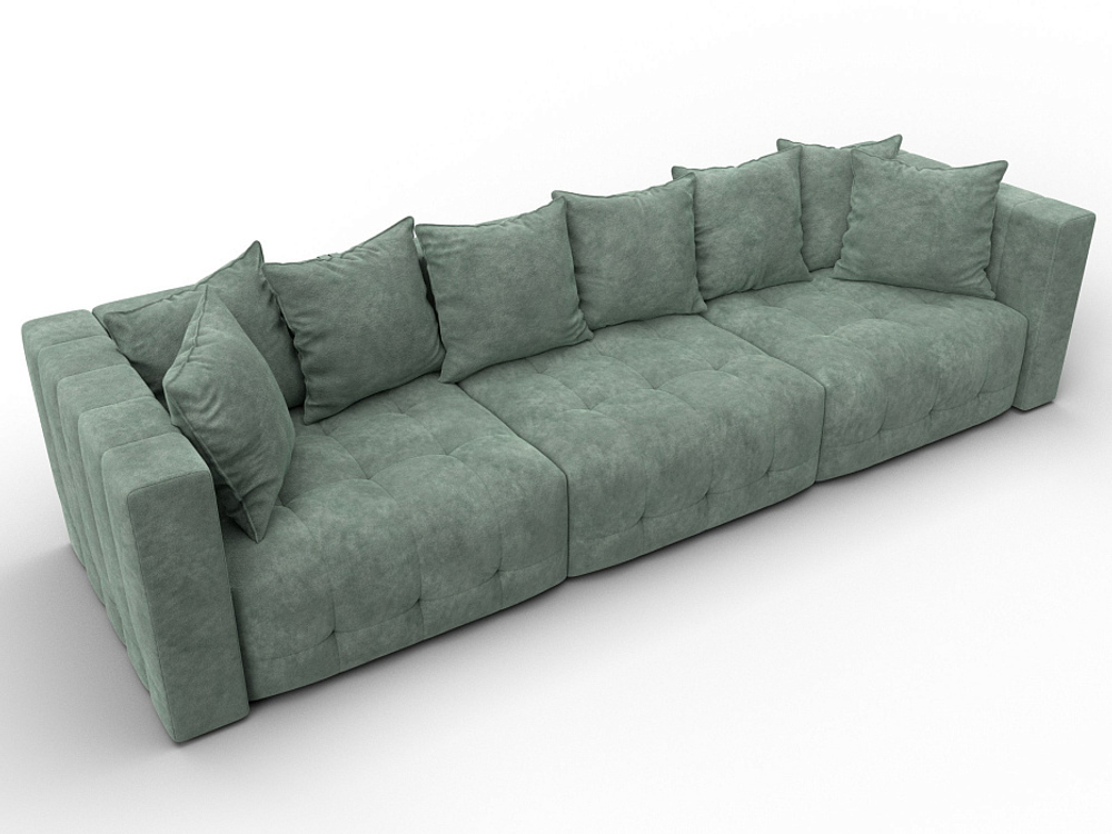 Диван прямой Лига-052 НПБ Лонг, BRUT 08 ВЕЛЮР зеленый