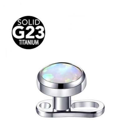 Пирсинг. Титановый микродермал: якорь 1.6х2.5 мм с накруткой (голубой кристалл 4 мм). Титан G23. 1 шт