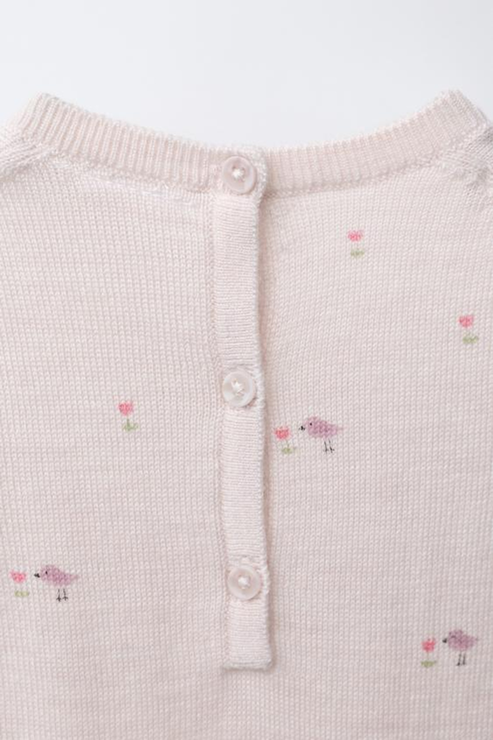 ZARA ДЛИННЫЙ КОМБИНЕЗОН С ПРИНТОМ ПТИЧЕК, 100% ШЕРСТЬ МЕРИНОСА, ЦВЕТ РОЗОВОГО ДЕРЕВА