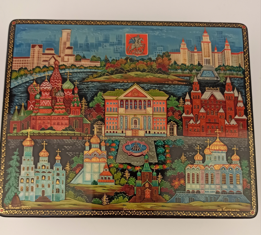 Шкатулка "Москва" (Ручная роспись Палех)