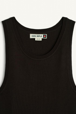 ZARA ТРИКОТАЖНЫЙ ТОП, КОРИЧНЕВЫЙ