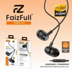 Гарнитура FaizFull FN22, вкладыши, разъем Jack, кабель 1.2 м Black
