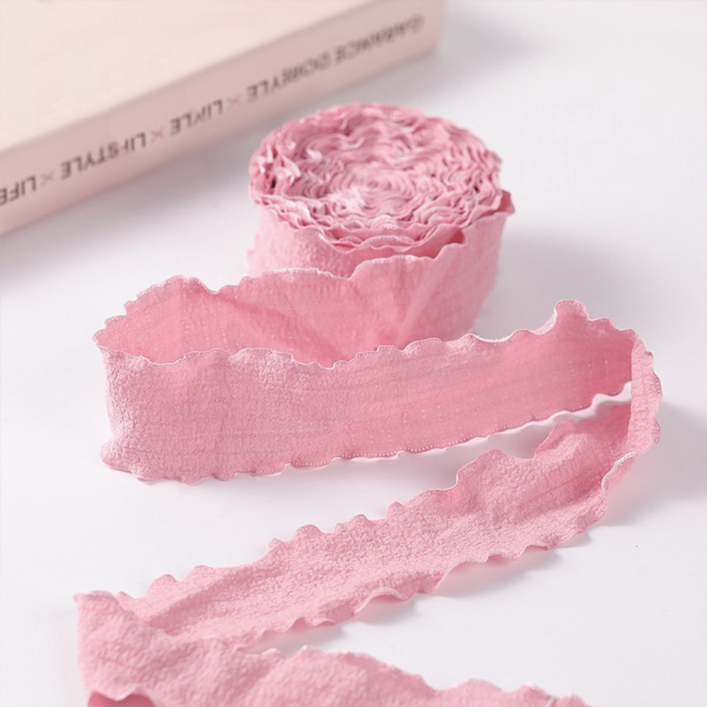 Лента тканевая (4 см*9,14 м) Нежная волна, Розовый, 1 шт.