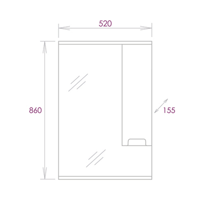 Зеркальный шкаф с подсветкой Onika ХАРПЕР 52.01 белый глянец правый