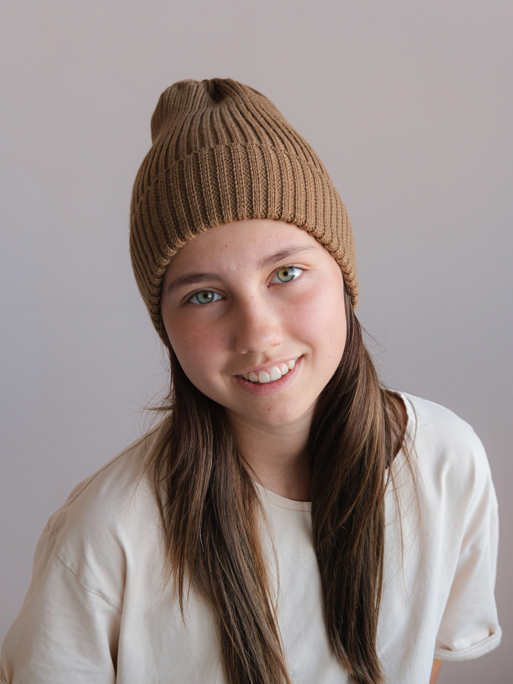 Шапка вязаная-резинка деми (Бежевый) КЭП