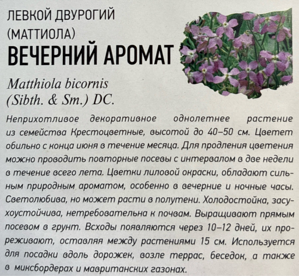 Маттиола Вечерний аромат 0,3 г Уд.с. СМЦ-61