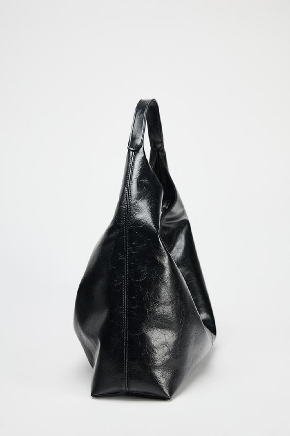 ZARA СУМКА-МЕШОК С ПЛЕЧЕВЫМ РЕМНЕМ, ЧЕРНЫЙ