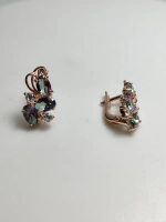 Серьги серебряные к кварцами мистик и бриллианитами