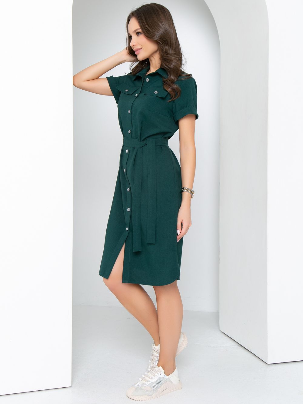 Платье-рубашка Сидни (изумруд) Diolche (Акция)