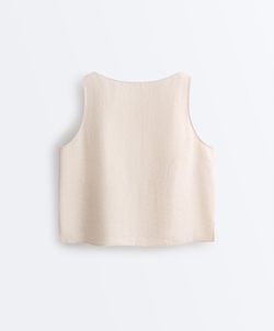 Oysho Топ из 100% льна, песочный меланж