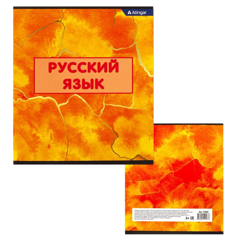 Комплект предметных тетрадей А5 36л., 10 предметов, со справочным материалом, скрепка, мелованный картон (стандарт), блок офсет, Alingar "Мрамор"