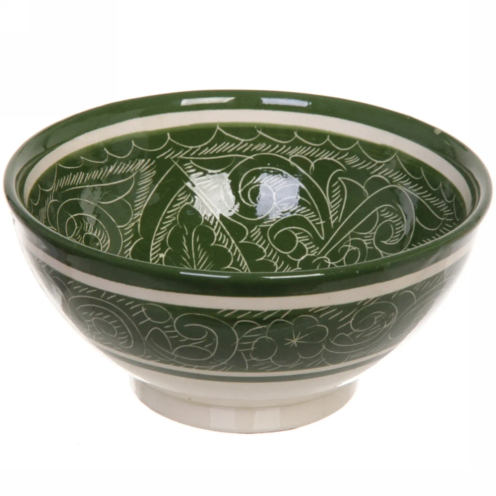 Чайный набор 9 предметов Зеленый (блюдо, чайник, пиала 6шт) Риштанская керамика