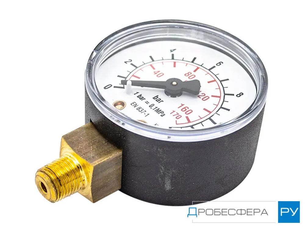 Манометр для компрессора 12 бар (1,2 МПа) радиальный R 1/8" диаметр 49 мм арт. M053-R12