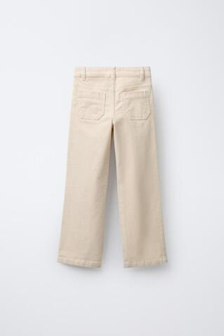 ZARA ВЕЛЬВЕТОВЫЕ БРЮКИ STRAIGHT С КАРМАНАМИ, ЭКРЮ