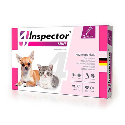 Inspector Mini Капли для кошек и собак от 0,5-2кг внешних и внутренних паразитов