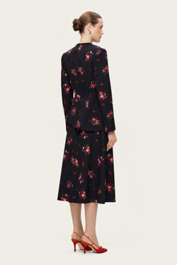 Черная юбка-миди с цветочным принтом "Бланш"