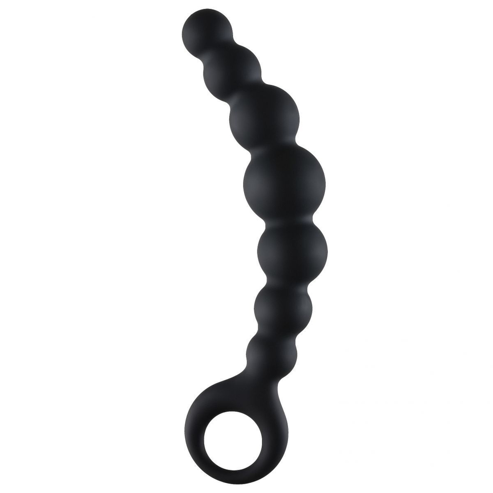 Чёрная упругая анальная цепочка Flexible Wand - 18 см